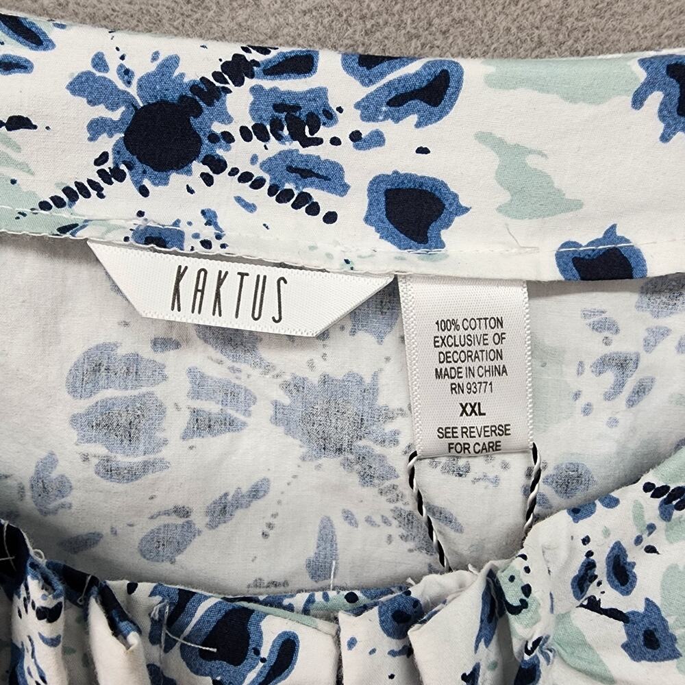 NWT Kaktus Women XXL Blue White Shibori Tie Dye Dress Button Up Pockets Tie Belt - Picture 11 of 13